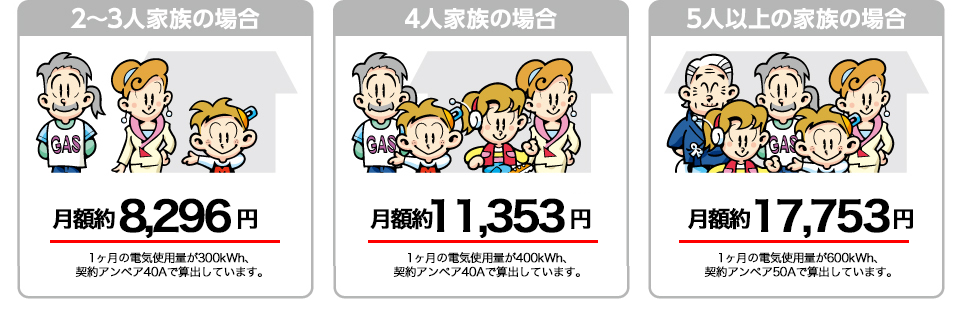 イワタニでんきの月額料金<例>