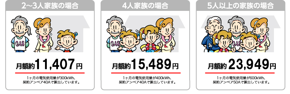 イワタニでんきの月額料金<例>