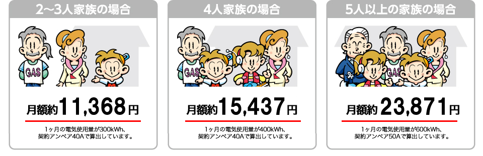イワタニでんきの月額料金＜例＞