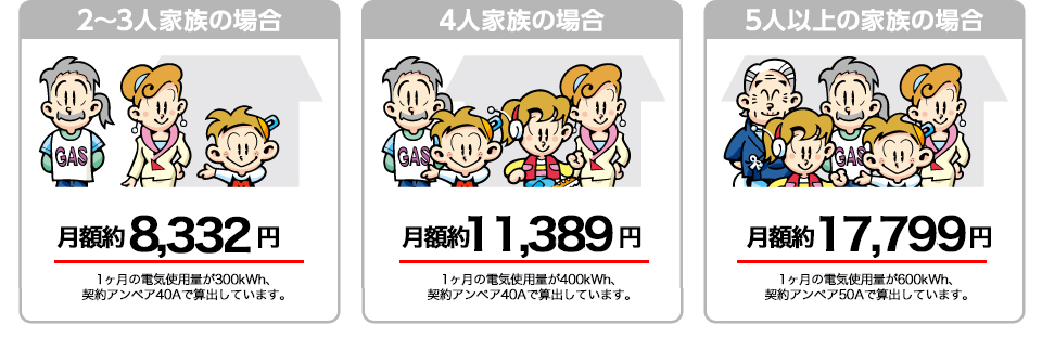 イワタニでんきの月額料金<例>